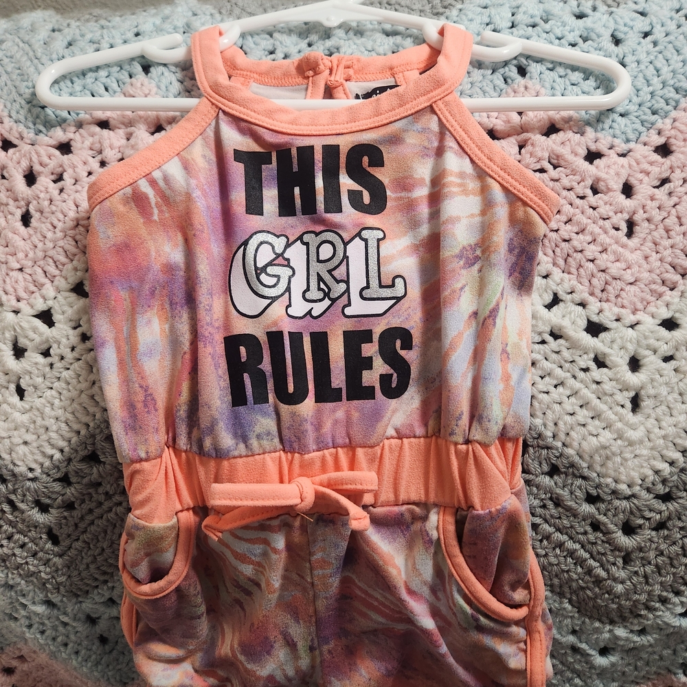 Colorful Kids Romper - 'This Girl Rules' Design
